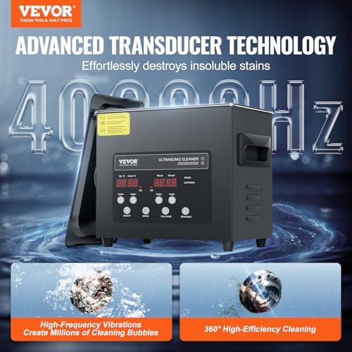 Image of VEVOR 3L Ultra Sonic Cleaner, 120W Digital Ultrasonic Cleaning Machine with Gentle Mode & Upgraded Degassing, 40kHz Ultrasound Cleaner Machine with Heater & Timer for Jewelry, Glasses, Tools Retainer