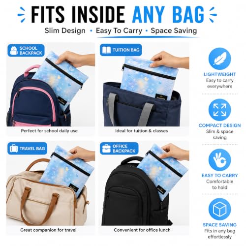 Image of Insulated Lunch Pouch for Office, School & Travel | Thermal Tiffin Bag with Aluminium Foil Lining | Leakproof, Lightweight & Reusable Lunch Organizer for Men, Women & Kids (Blue Multi)
