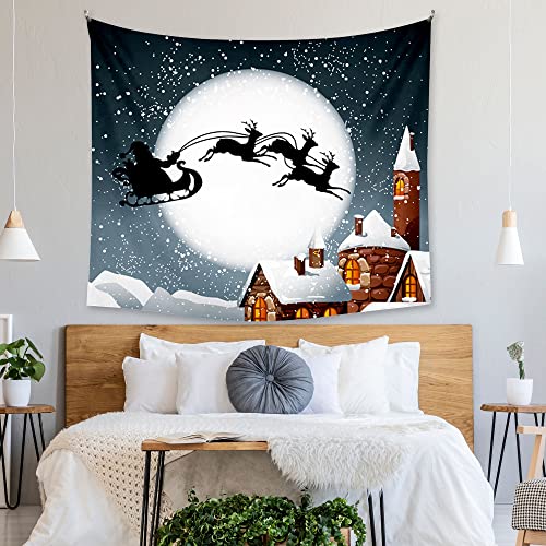 Jibolat 59" X 51" Christmas Reindeer Tapestry Wall Hanging Party Decorations Bedding Wall Blanket Art Home Decor For Bedroom Living Room Dorm Wall Tapestry(200 X 150Cm) #TOP1