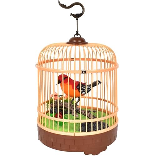 PowerTRC Singing & Chirping Bird in Cage, Realistic Sounds & Movements, Sound Activated Chirp