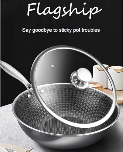 Wok de acero inoxidable 304 de 34 cm con superficie antiadherente miniatura 3