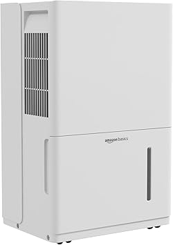 Amazon Basics 50-Pint Large Dehumidifier with Humidity Control, Timer, Auto-Defrost, Overflow Protection, Energy Star Certified, Washable Filter for Rooms up to 4000 SFT, White