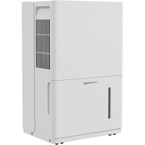 Amazon Basics Large Dehumidifier for Rooms, Energy Star Certified, Effectively Reduces Humidity, With Continuous Drain Pump, Timer, Auto-Defrost, Overflow Protection, up to 4000 SFT, 50 Pint, White
