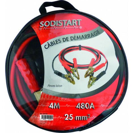 TOPCAR Jeu de câbles de démarrage 4m équipés de Pinces Laiton 480A 25mm 04150
