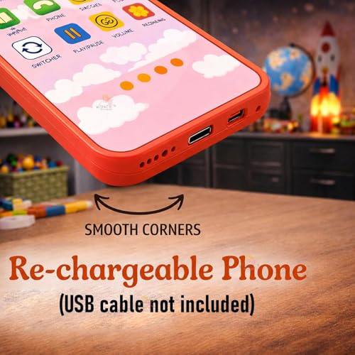 Image of Eitheo Kids Learning Phone Toy | Rechargeable Talking Mobile for Boys & Girls 2-6 Years | 24 Educational Activities English & Hindi |Type-C Cable Included | Random 1 of 4 Designs