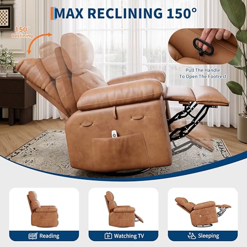 Image of GarveeHome Leather Manual Recliner Chair for Adults - Heat and Massage