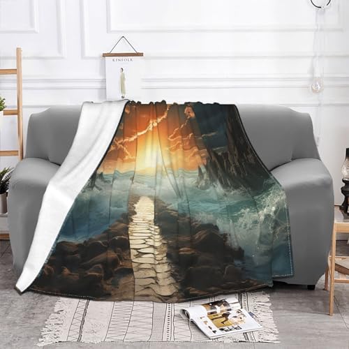 Couverture canape douillette motif ocean pour soiree cocooning