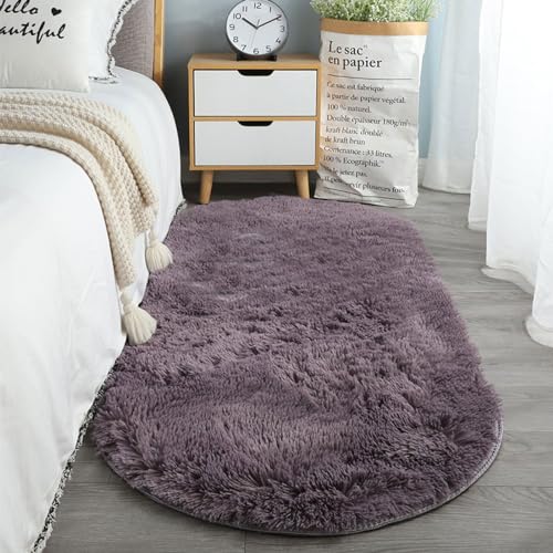 SBJKLYRN Carpeting Anti Slip -Modern Super Soft Thick Pile Fluffy Shaggy Rug Non Shedding Light Luxury Minimalist Style Soft Touch Rug For Living Room Plush Carpet(Deep Purple,80 * 120cm)