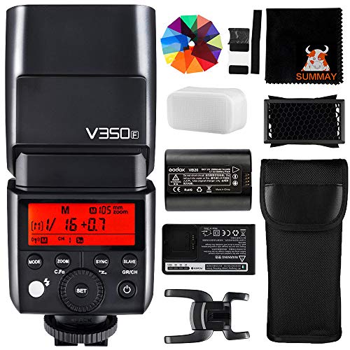 GODOX V350F TTL Camera Flash GN36 1/8000s HSS Speedlight with Rechargeable Battery 0.1 to 1.7s Recycle Time for Fuji Cameras GFX50S X-Pro2 X-T20 X-T2 X-T1 X-Pro1 X-T10 X-E1 X-A3 (V350F)