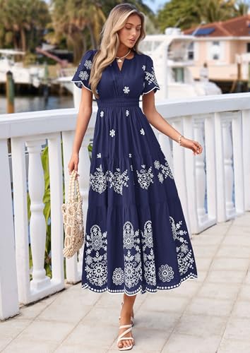 Image of PRETTYGARDEN Womens Summer Dresses Floral Maxi Boho Spring Long Dress