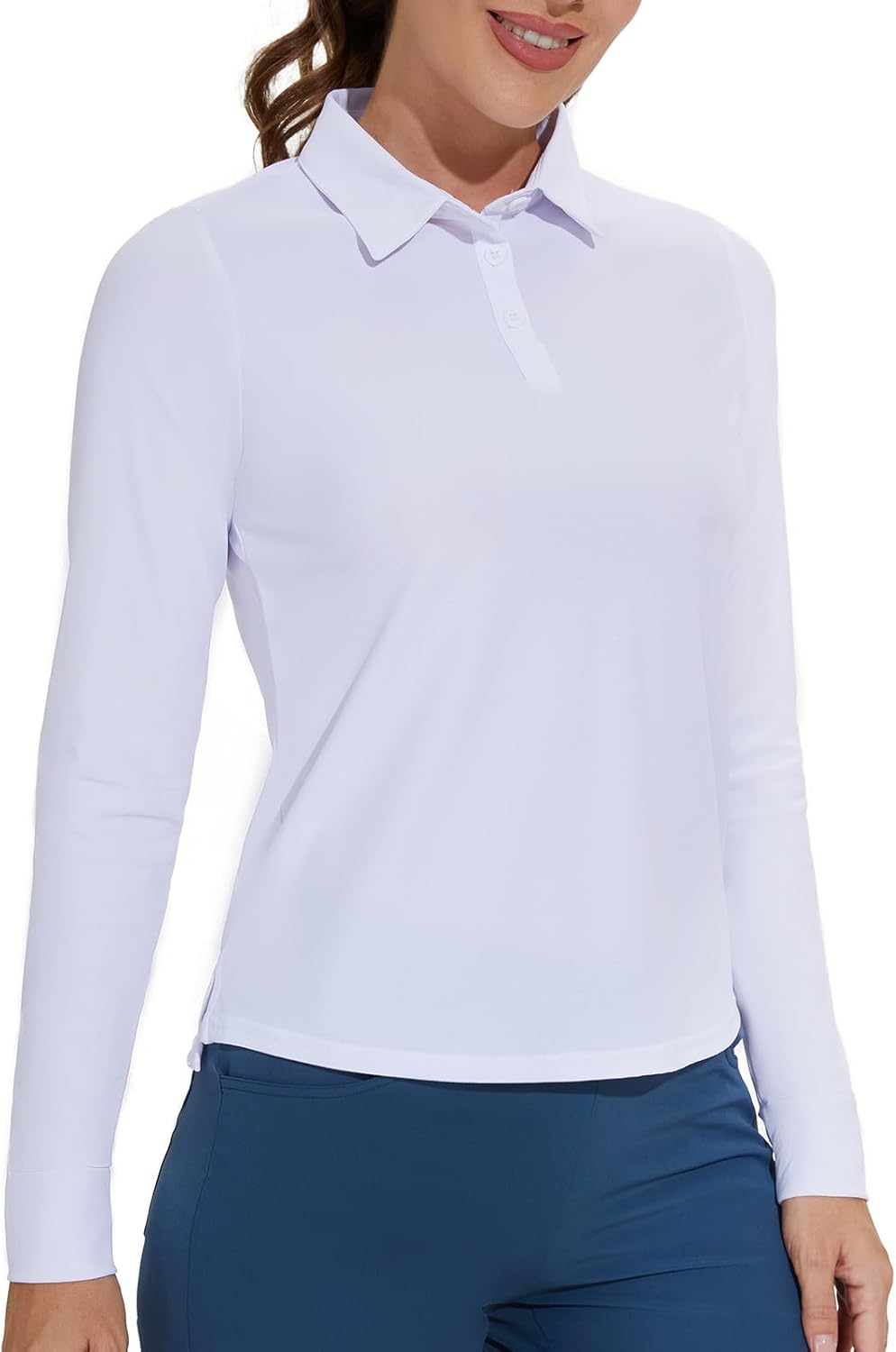 M MOTEEPI Sun Shirts UV Protection Womens Polo Shirts with 3-Botton Womens Golf Shirts Lightweight