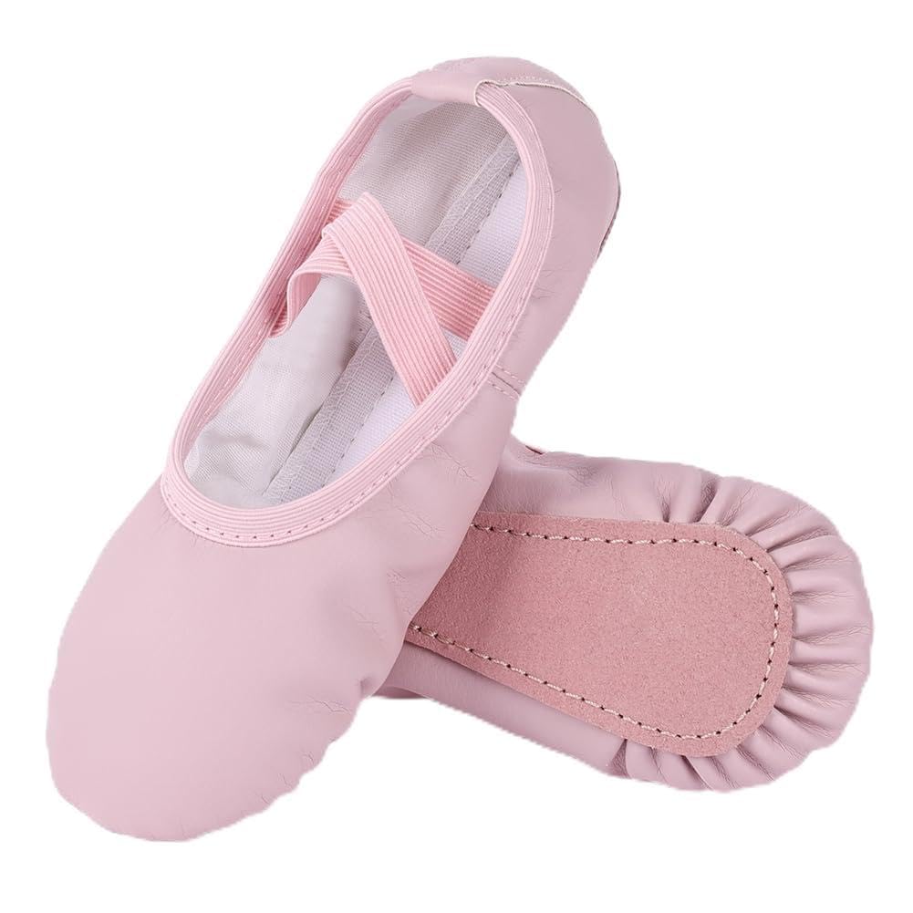Dziewczęce baletki, buty do tańca różowej skóry, jednoczęściowa skórzana podeszwa, buty do tańca i gimnastyki dla dziewczynek