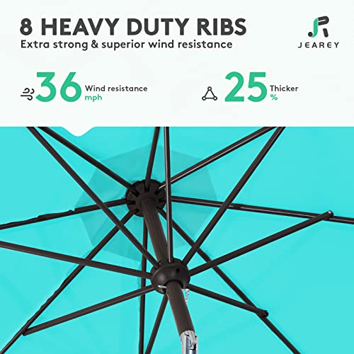 Jearey 10Ft Outdoor Patio Umbrella Outdoor Table Umbrella With Push Button Tilt And Crank, Market Umbrella 8 Sturdy Ribs Uv Protection Waterproof For Garden, Deck, Backyard, Pool (Tiffany) #TOP4