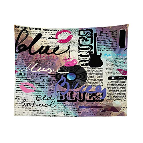 Tapiz Periódico Antiguo Tapiz Retro Blues Género Musical Disco Antiguo Guitarras Eléctricas...