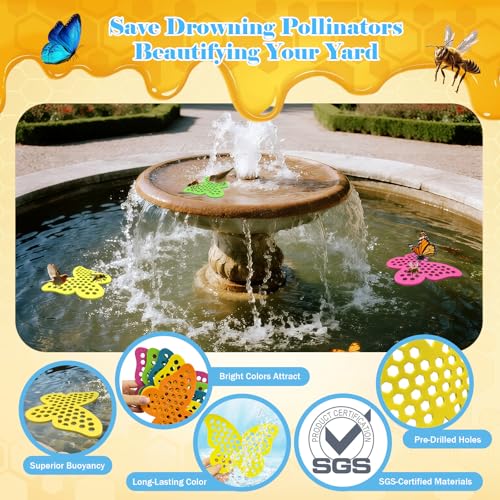 Floating Bee Island Watering Station - 5 Pack, Bee-Friendly EVA Foam, No Sinking, ​Drowning-Proof, Fade-Proof, Pre-Cut, Birdbath, Pools & Garden Hydration Solution for Pollinators (Butterfly) — view 6