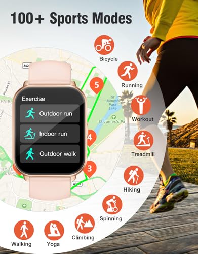 Smart Watch for iOS and Android Phones IP68 Waterproof, Fitness Tracker Watch with Heart Rate/Sleep Monitor Steps Tracker Calories Counter Smartwatch for Men Women
