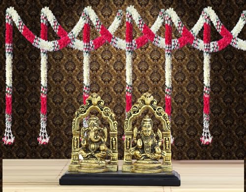 Image of Tia Crafts Artificial White Gajra Jasmine & Colourful Flower Strings for Wedding Decorations, Event Decor Perfect for Diwali, Ganpati & Pooja /Temple /Mandir Decoration, 5ft (6, Pink - 5ft), 20 cm