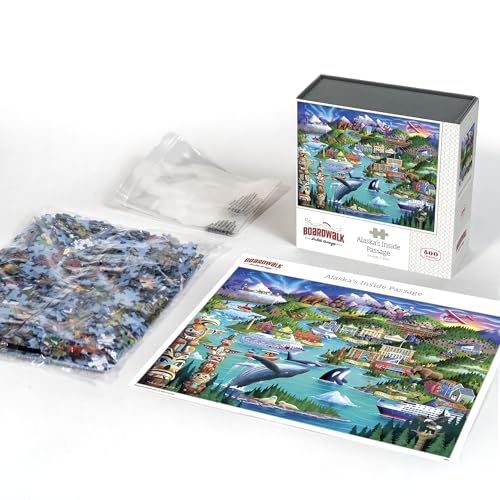 Puzzle Rompecabezas Boardwalk, Alaska's Inside Passage, 500 Piezas | Arte Exclusivo de Andy C. Ellis, Piezas Precisas y Encajables, Para Adultos miniatura 3