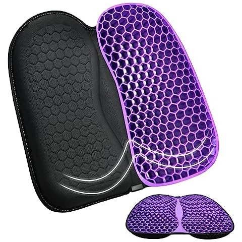 Muzsoul Gel Seat Cushions for Office Chairs Desk Chair Wheelchair Cushion - Tailbone Pain Relief Cushion Cool Breathable Without Sweating Non-Slip Cover Ergonomic Seat Cushion Cover