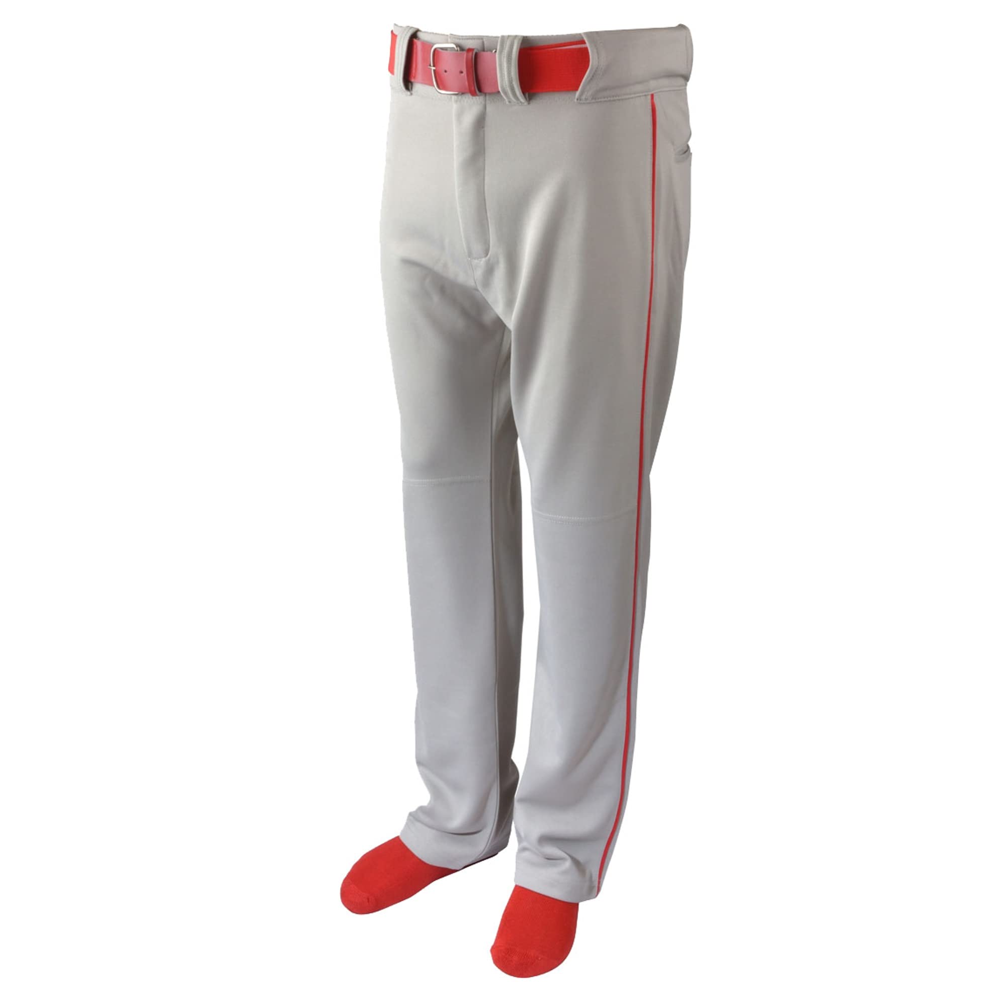 BASEBALL PANT W/ PIPING-GREY/RED-AM