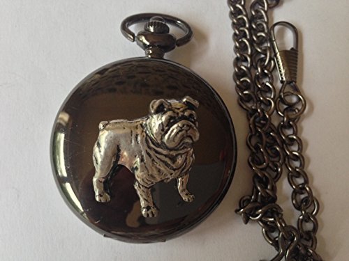 Montre de poche gousset D14 Bulldog quartz avec étui noir poli Sheffield