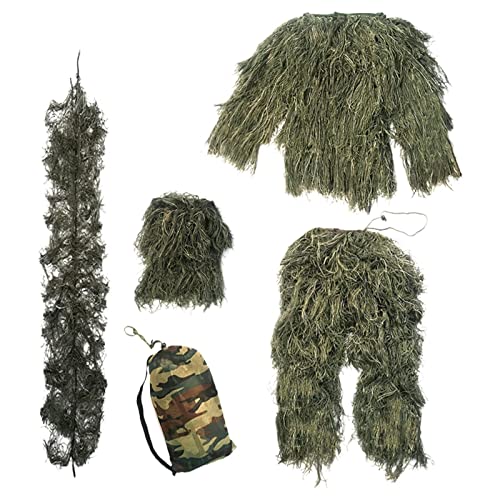 Ghillie suit forêt avec veste 3D à capuche en polyester doux pour chasse