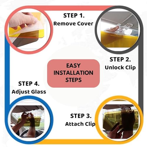 Image of Car Sun Visor, 2 in 1 Universal Day and Night Anti-Glare Visor Sun Visor Extender, Visor Blocker, Night Vision Anti-Dazzle Windshield Driving Visor, UV-Filtering Eye Protector for SUV