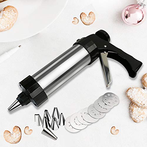 Foto von LdawyDE Kekspresse aus Edelstahl, Profi-Tools zur Dekoration von Kuchen, 8 Stück, 8 Stück Zuckergussdüsen zum Backen