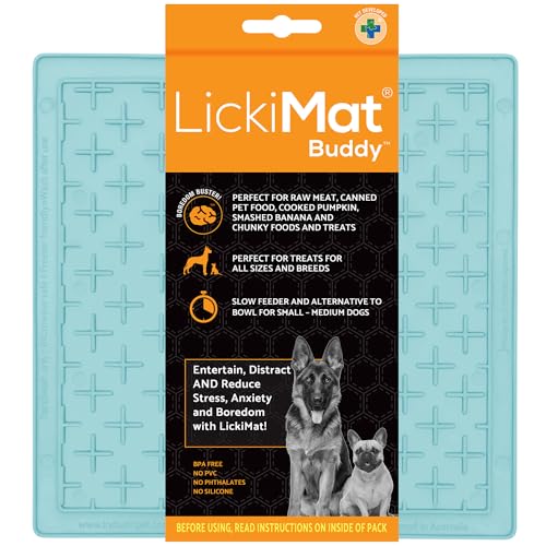 LickiMat Classic Pastel Colours Buddy Hunde-Futtermatte für Langeweile & Angstlinderung ideal für Futter, Joghurt oder Erdnussbutter Leckmatten Lustige Alternative zu Slow Feeder Bowl Mint