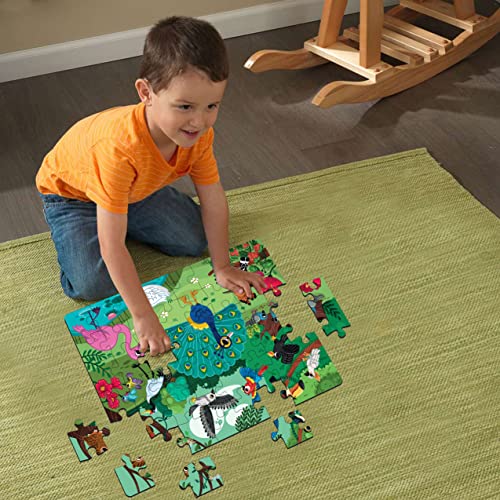 Image of Mini Leaves 48 Piece Wooden Puzzle for Kids & Adults - Jungle Birds Jigsaw Puzzle - Fun & Challenging Floor Wooden Puzzle Game - Gift for Adults and Kids - Safe & Durable Educational Toys