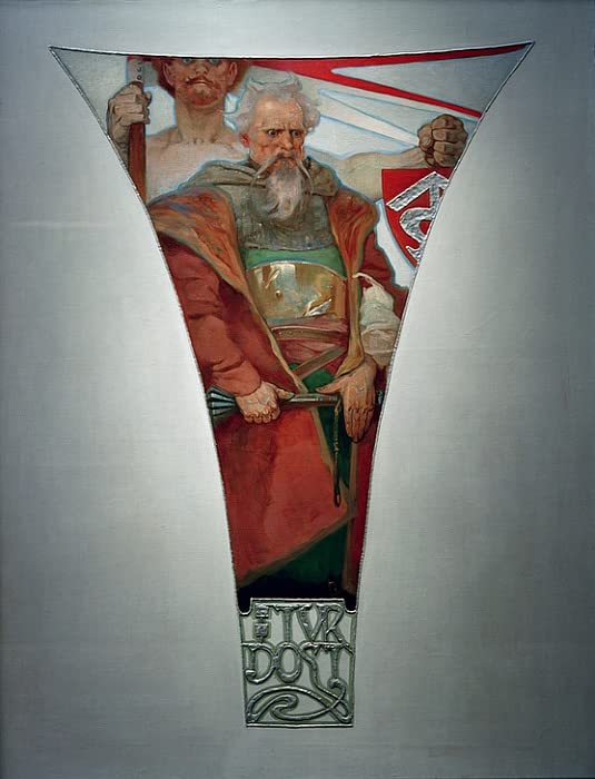 Toile murale abstraite 60x90cm pour habiller un mur vide avec l'illustration d'Alphonse Mucha