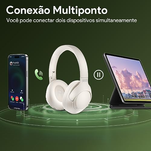 Fone de Ouvido Bluetooth QCY H3 ANC, Cancelamento de Ruído Ativo Headphone Bluetooth 5.4 Headset com