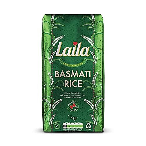 Arroz Laila Basmati 2 kg - Arroz Basmati Premium de Pakistán, aromático y de fácil digestión, ideal para cualquier ocasión, sin gluten, acompañamiento perfecto para tus platos