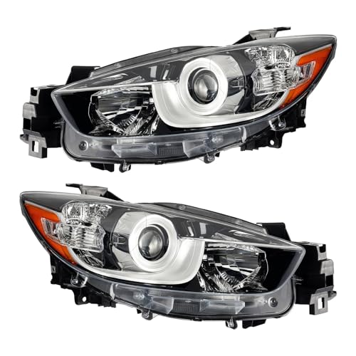 KAC Headlight Assembly for 2013-2016 Mazda CX-5, Black Housing with Amber Reflector & Clear Lens, Replacement for MA2519146 & KJ0151031C, 2-Piece Set (Driver & Passenger Side) -  9312LAH598SUS