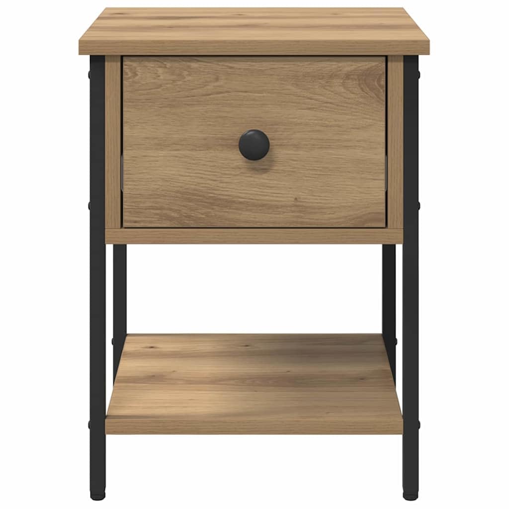 Comodino in rovere Artisan, 34 x 35,5 x 45 cm, con cassetto e ripiano, stabile tavolino per camera da letto, soggiorno, corridoio, con molto spazio e design elegante