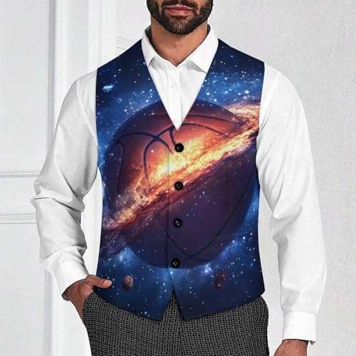 Galaxy Basketball Sky Men's Suit Vest Slim Fit Business Dress Party Pattern Waistcoat Vest Top2