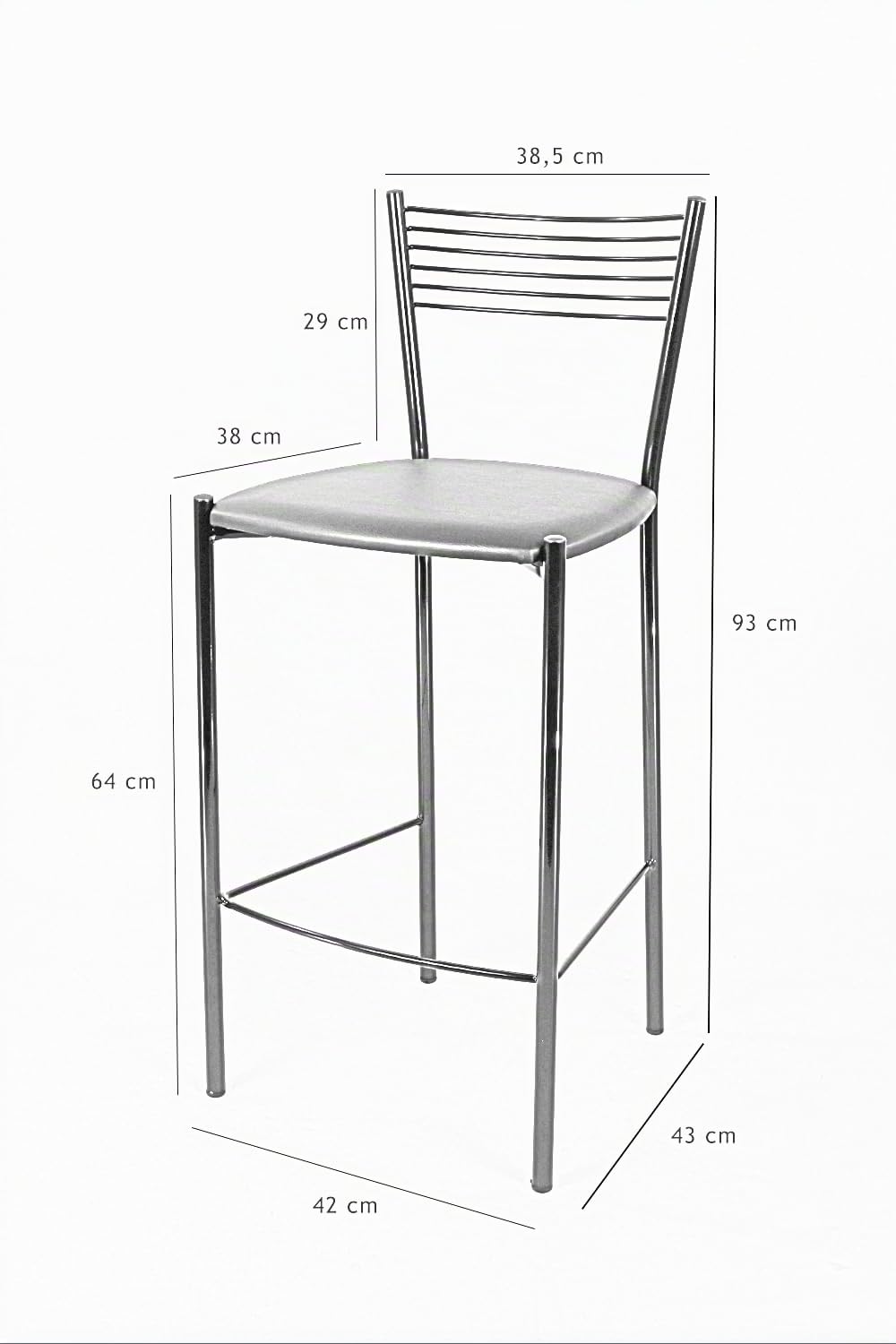 t m c s Tommychairs - Set 2 sgabelli alti modello Elegance per cucina e bar, struttura in acciaio cromato e seduta imbottita e rivestita in pelle artificiale colore rosso