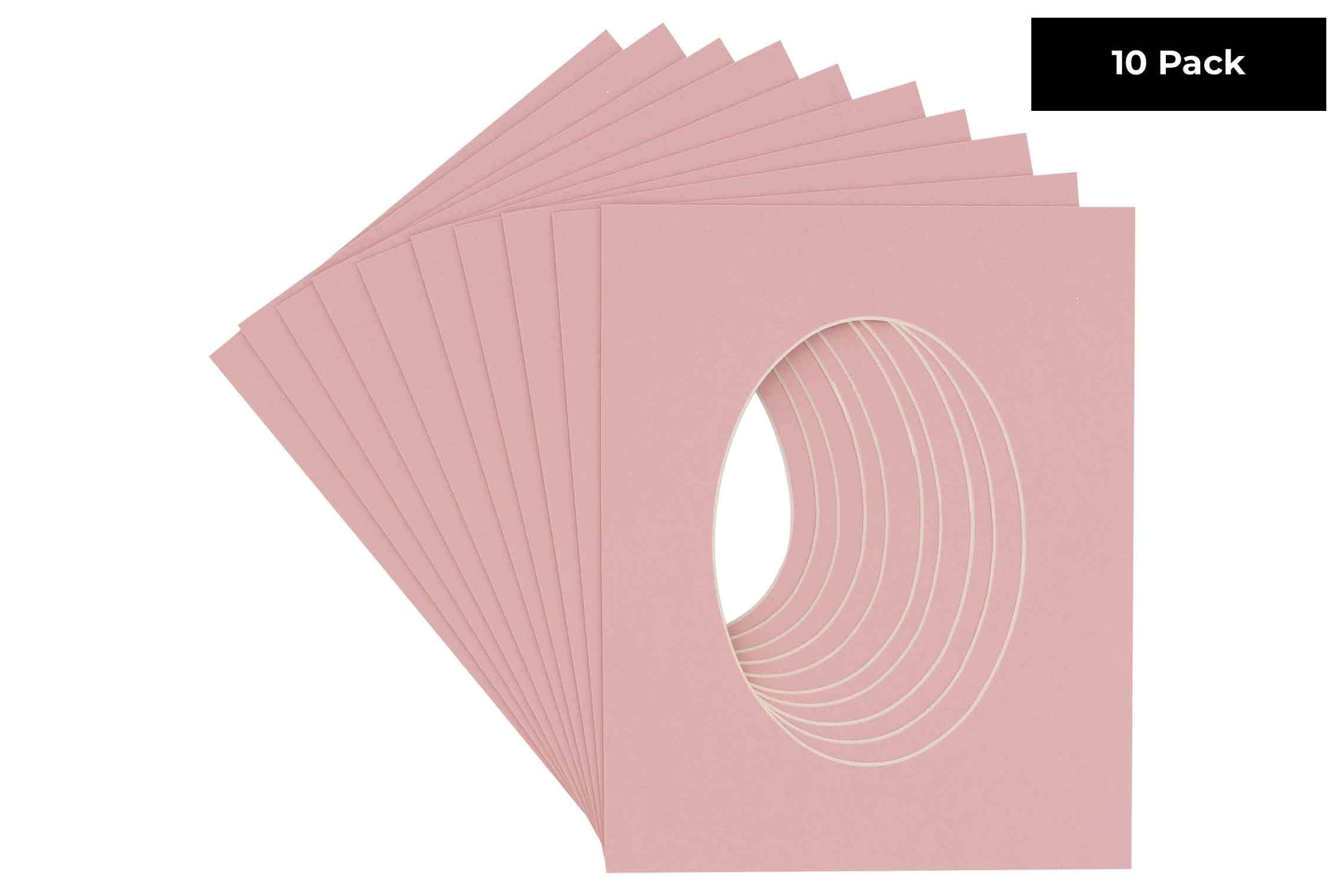 CountryArtHouse Pink Acid Free 16x20 Oval Picture Frame Mat with White Core Bevel Cut for 11x17 Pictures - Fits 16x20 Frame - Pack of 10 Matboards