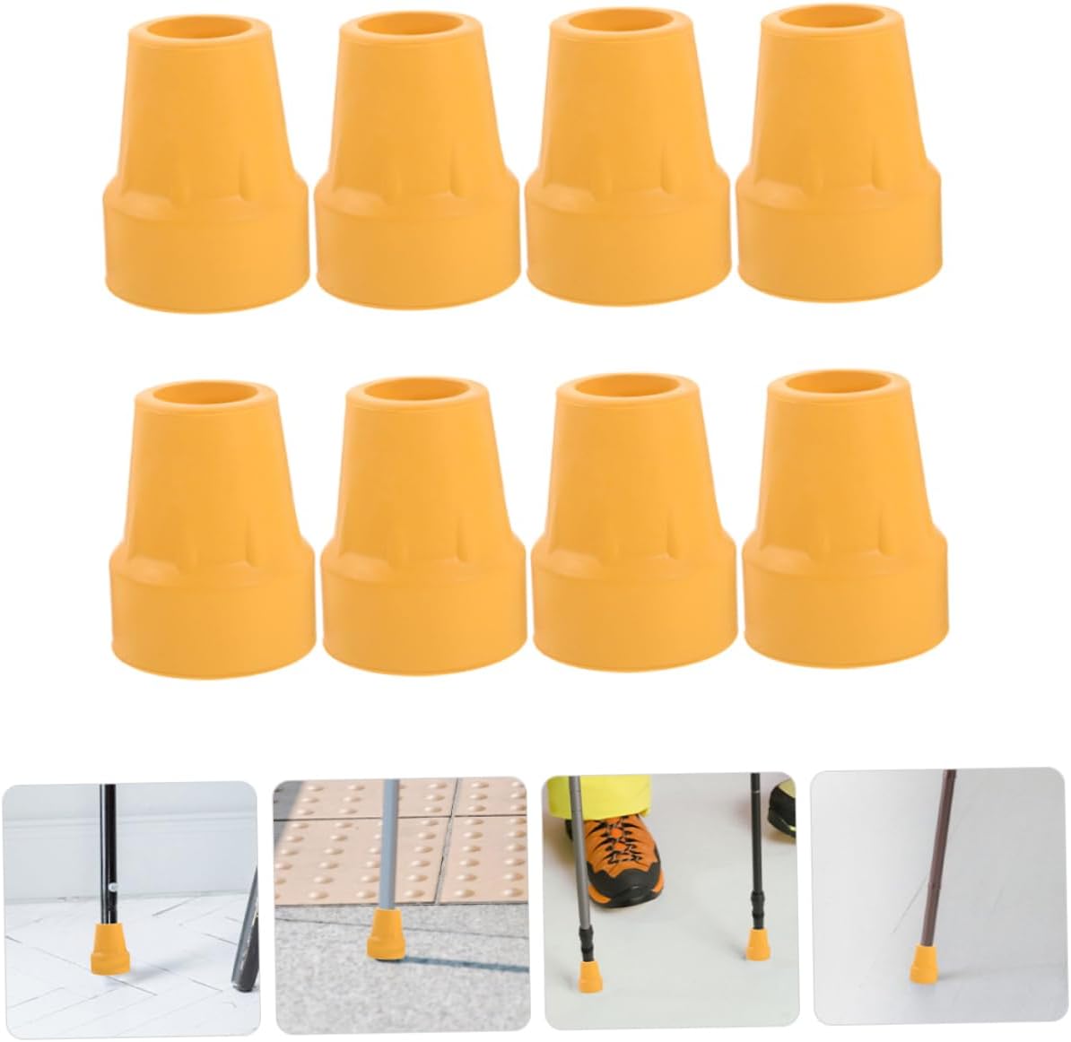 FRCOLOR 8Pcs Non Slip Cane Tips for Walking Sticks and Poles Durable Rubber Foot Protectors Wear Crutch Foot Covers for Enhanced Stability and Safety Easy to Install