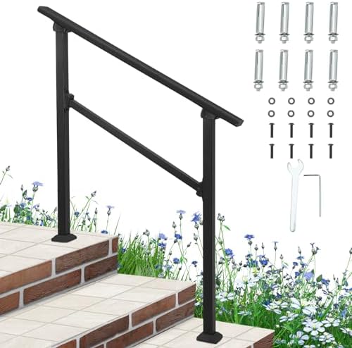 Metal Handrails For Outdoor Steps,Heavy-Duty Stair Railing For 1 To 5 Steps, Handrailing For - View #2