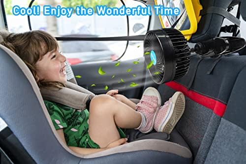 Alagoo Car Fan 6'' 12V Fan Cool Gadgets Clip Fan for Front Rear Seat Passenger Portable Car Seat Fan Electric Car Fans Quiet Car Air Conditioner with Cigarette Lighter Plug for Car/Vehicle SUV, RV