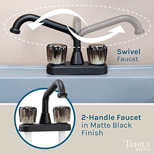 Image of Tehila Basics by JS Jackson Supplies 21-Gallon Grey Freestanding Utility Sink with Black 2-Handle Faucet, Heavy Duty Plastic Laundry Tub with Adjustable Legs