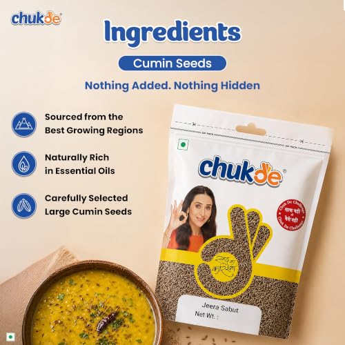 Image of Chukde Cumin Seeds (Jeera Sabut), 200g | Strong Aroma & Rich Taste | Ideal for Tadka, Seasoning, Jeera Rice & Curries | Bold & Heavier Cumin Seeds | No Artificial Color Added | Laboratory Tested