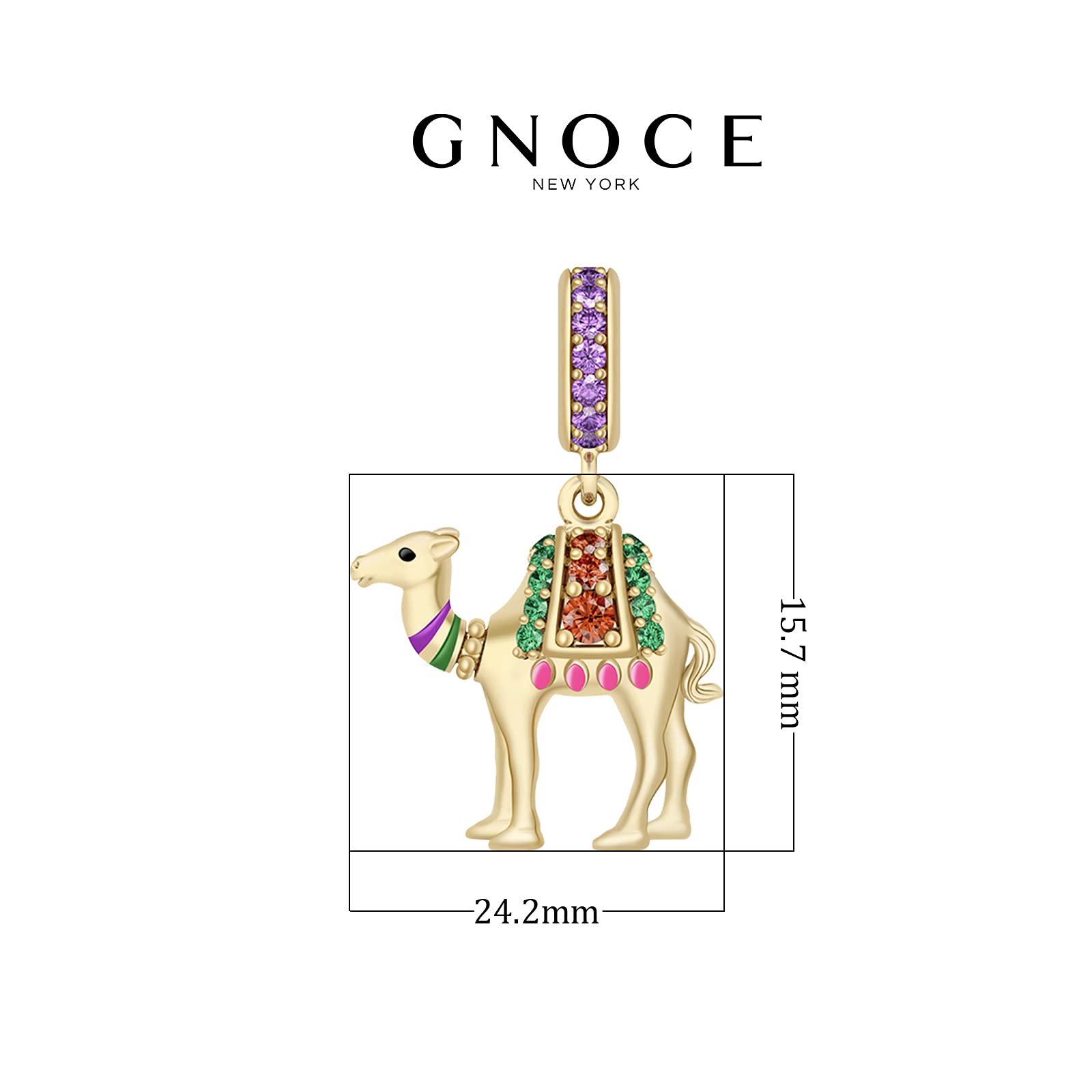GNOCE Camel Charm Gold Plated 925 Sterling Silver Ship of the Desert Pendant Bead fit for Bracelet/Necklace Luck Charms Women Gift