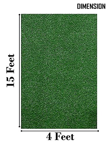 Image of Yellow Weaves 45 Mm High Density Artificial Grass Carpet Mat For Balcony, Lawn, Door(4 X 15 Feet), Green