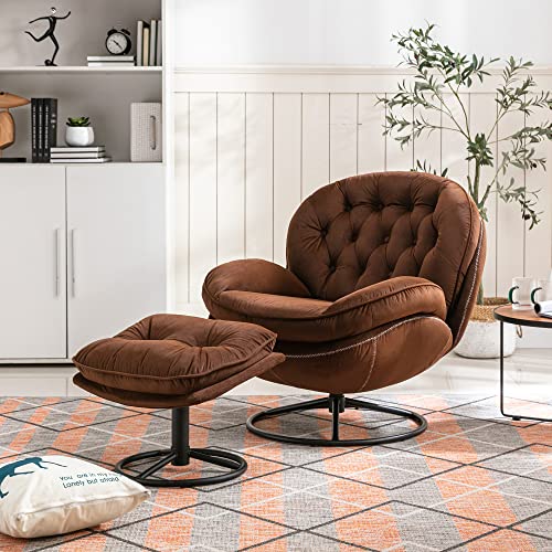 Sillón Lounge Moderno Terciopelo Marrón miniatura 2