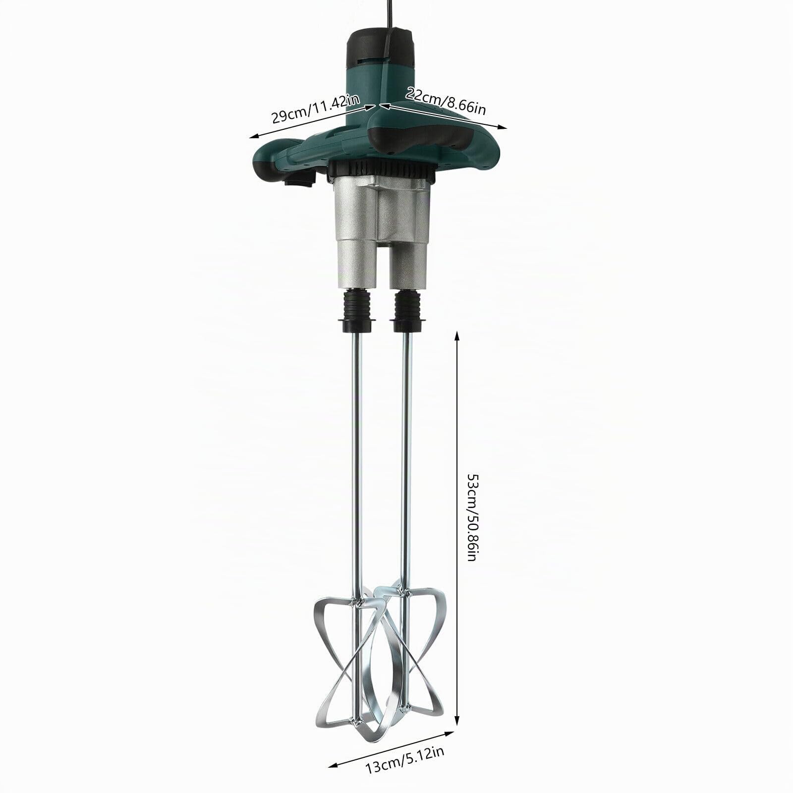 Miscelatore per calcestruzzo, 2800 W, doppio agitatore, a 6 marce, miscelatore per cemento a mano per miscelare vernici, cemento, malta (verde)
