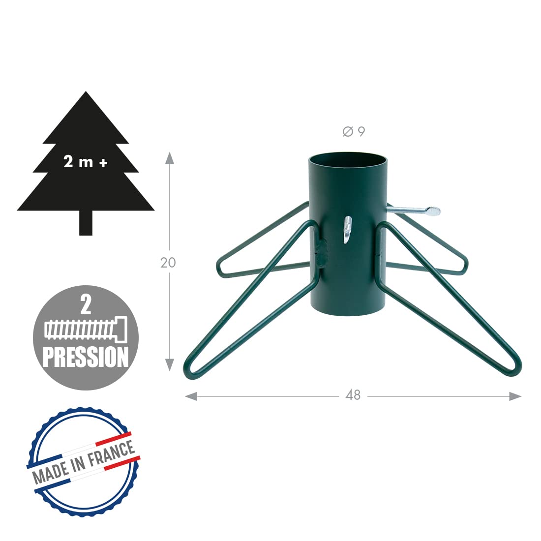 Pied de Sapin 4 Pieds Fil Tube 9 cm - Vert Sapin - Made in France