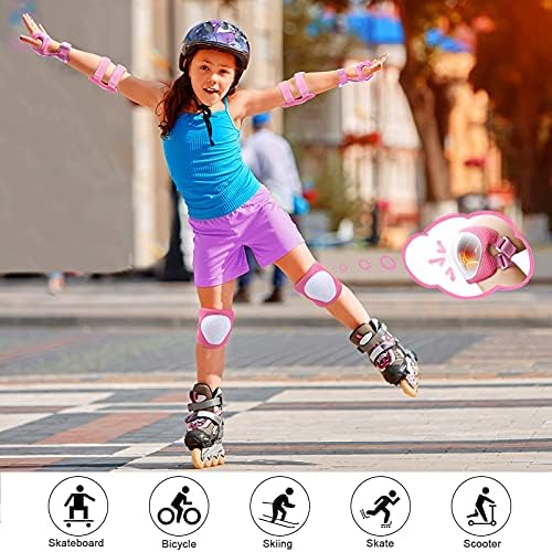 Kids Protective Gear, Knee Pads Elbow Pads Wrist Guards 3 in 1 Protective Gear Set for Skateboarding Inline Roller Skating Cycling BMX Bike Scooter Riding Sports