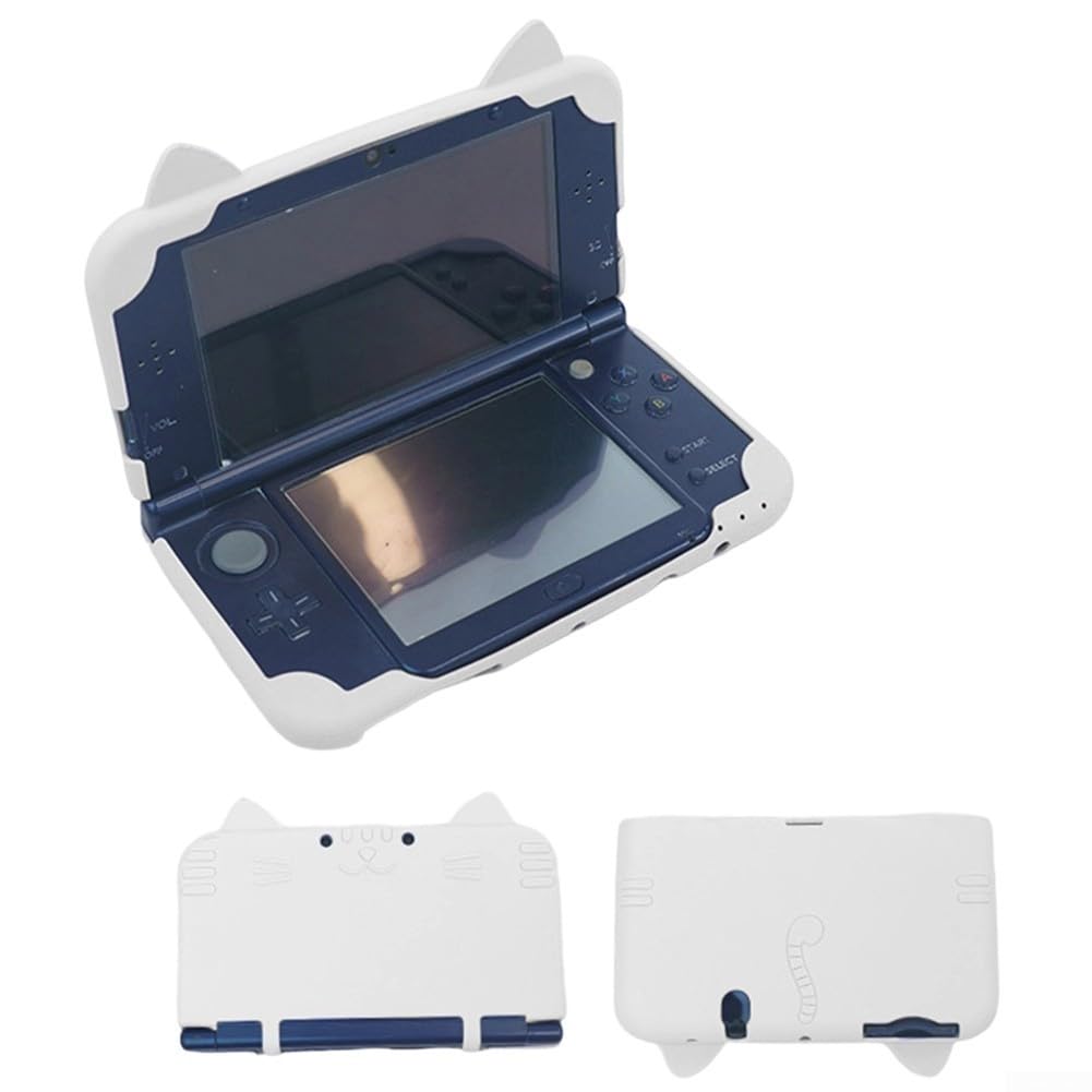Silikon Schutzhülle für New 3DS LL/XL, stoßfeste Tasche mit niedlichem 3D-Katzenmuster, weiche Hülle mit präzisen Ausschnitten für Tasten und Anschlüsse, rosa(Blue)